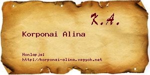 Korponai Alina névjegykártya